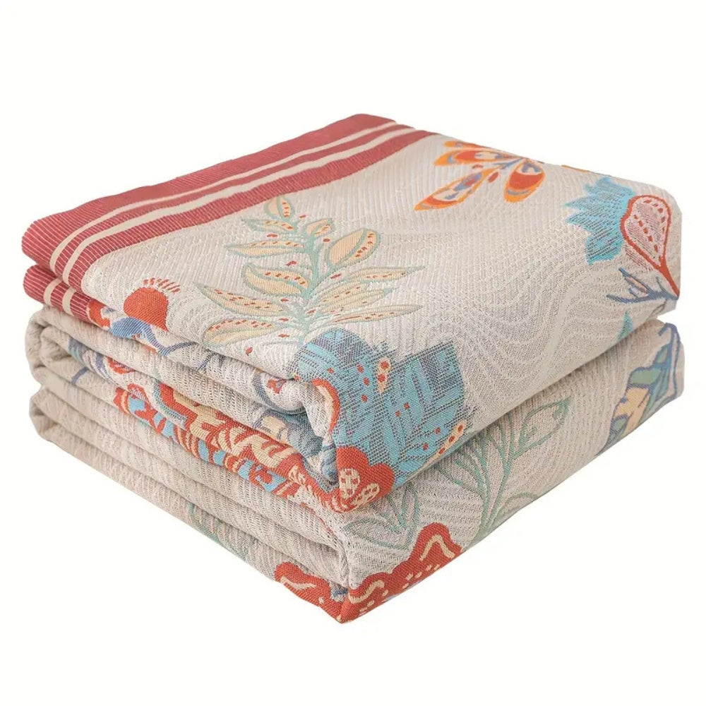 Vineyard Blossom Reversible Cotton Blanket — alternate angle view