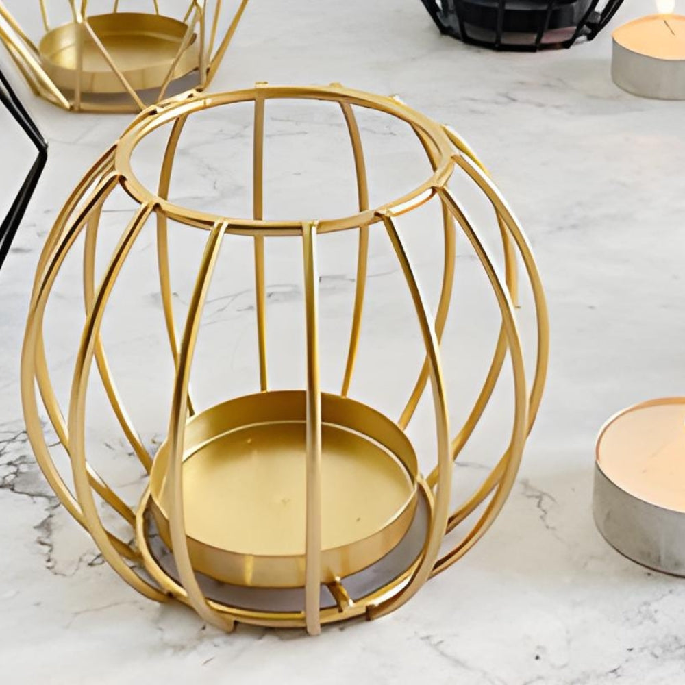 Wireframe Sleek Iron Candle Holder — alternate angle view