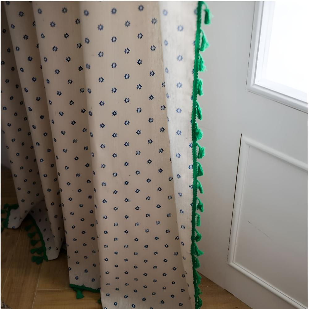 Cottage Petals Tassel Curtain — product in use