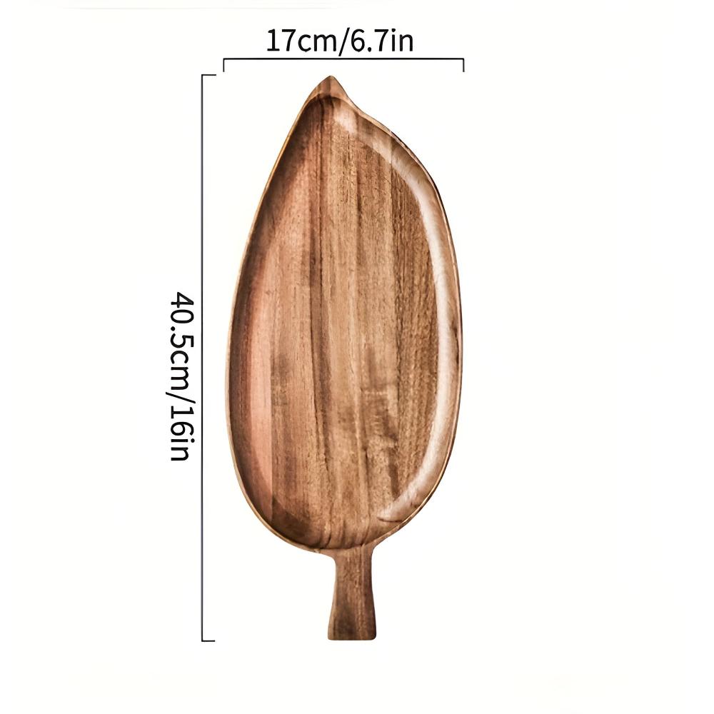 Leaf-Shaped Wooden Serving Plate — alternate angle view