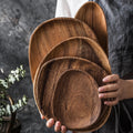 Oval Shaped Acacia Wood Serving Trays Set — main product photo