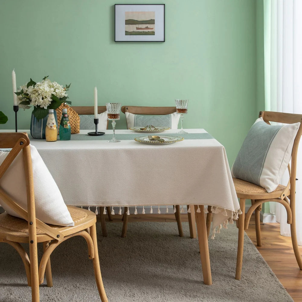 Glisstra Geometric Tassel Tablecloth — material texture close-up