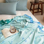 Blue Floral Bamboo Fibre Cooling Blanket — product detail view
