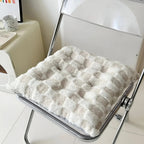 Fuzzy Checkered Fur Padded Cushion — product close-up