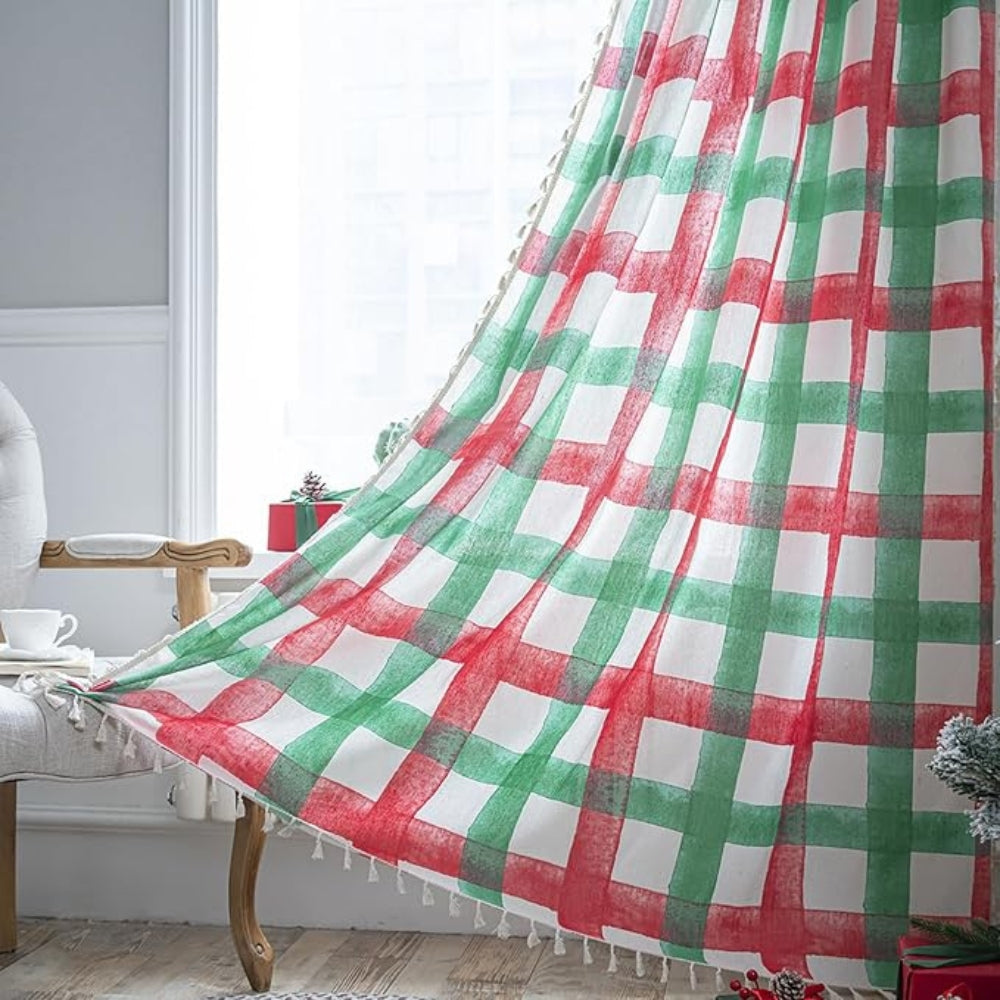 Merry & Bright Plaid Semi-Shading Curtain — main product photo