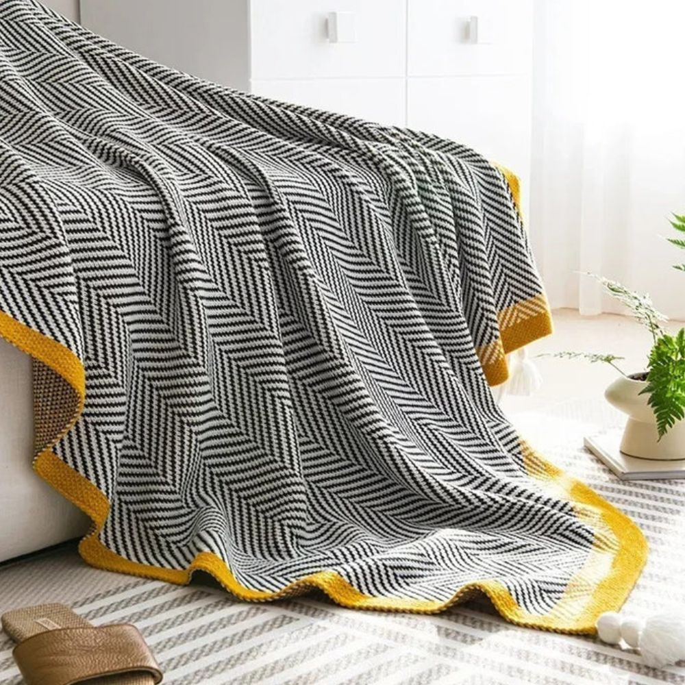 Golden Chevron Luxe Blanket — product detail view