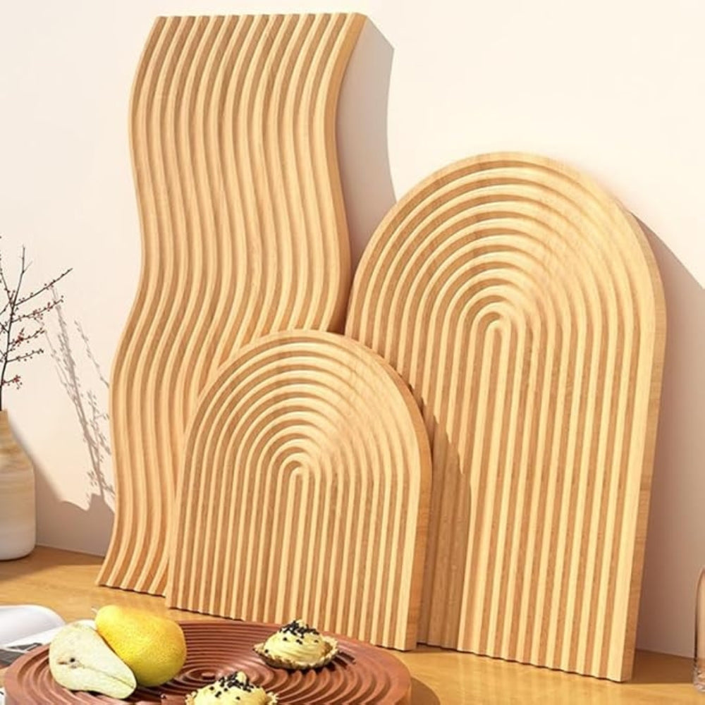 Nordic Ripple Wooden Tray — product detail view