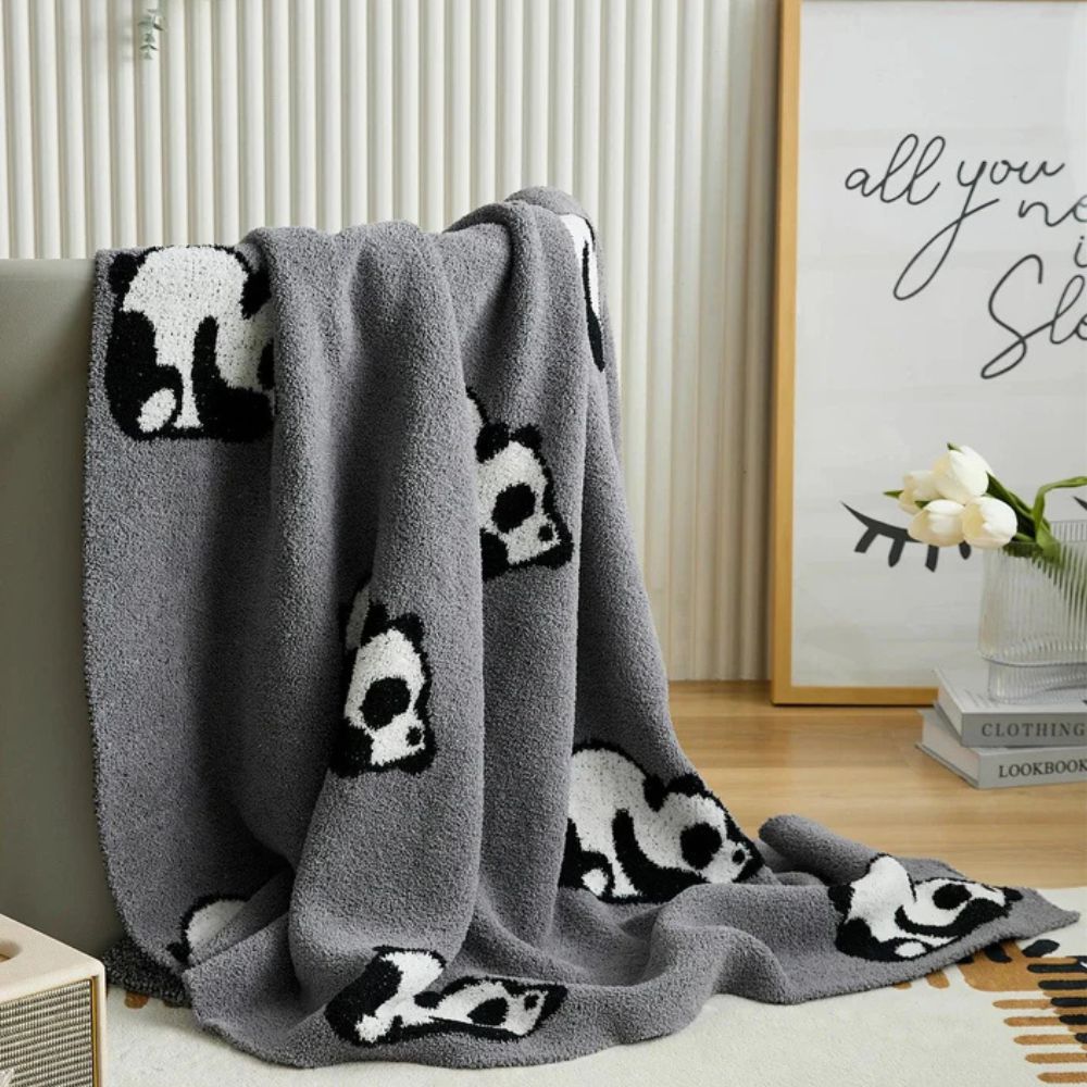 Kawaii Panda Knitted Blanket — additional view