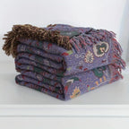 Peacock Tassel Cotton Blanket — alternate angle view