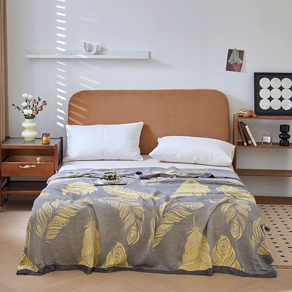Feather Print Bamboo Fiber Reversible Blanket — main product photo