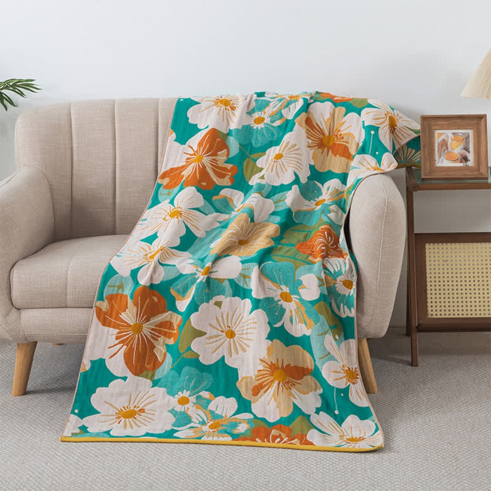 Tropical Bloom Cotton Gauze Bath Towel — main product photo
