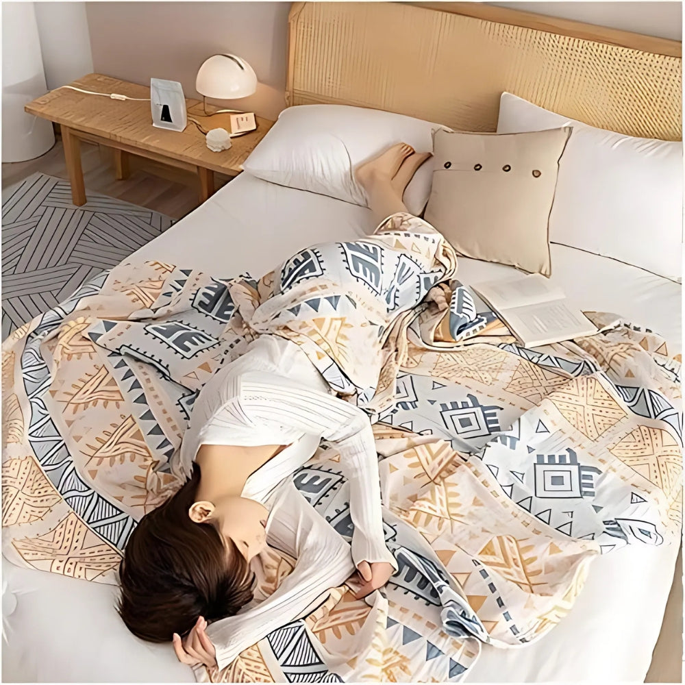 Aztec Layers Pure Cotton Blanket — product close-up