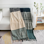 Floral Tassel Knit Bohemian Blanket — product detail view