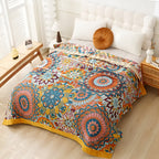 Moroccan Floral Jacquard Cotton Blanket — main product photo