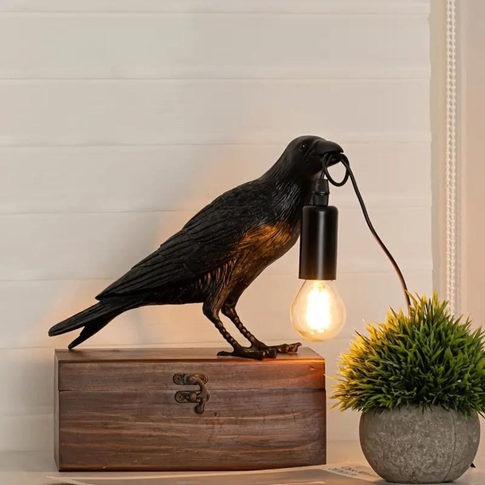 Gothic Halloween Crow Lamp — lifestyle shot