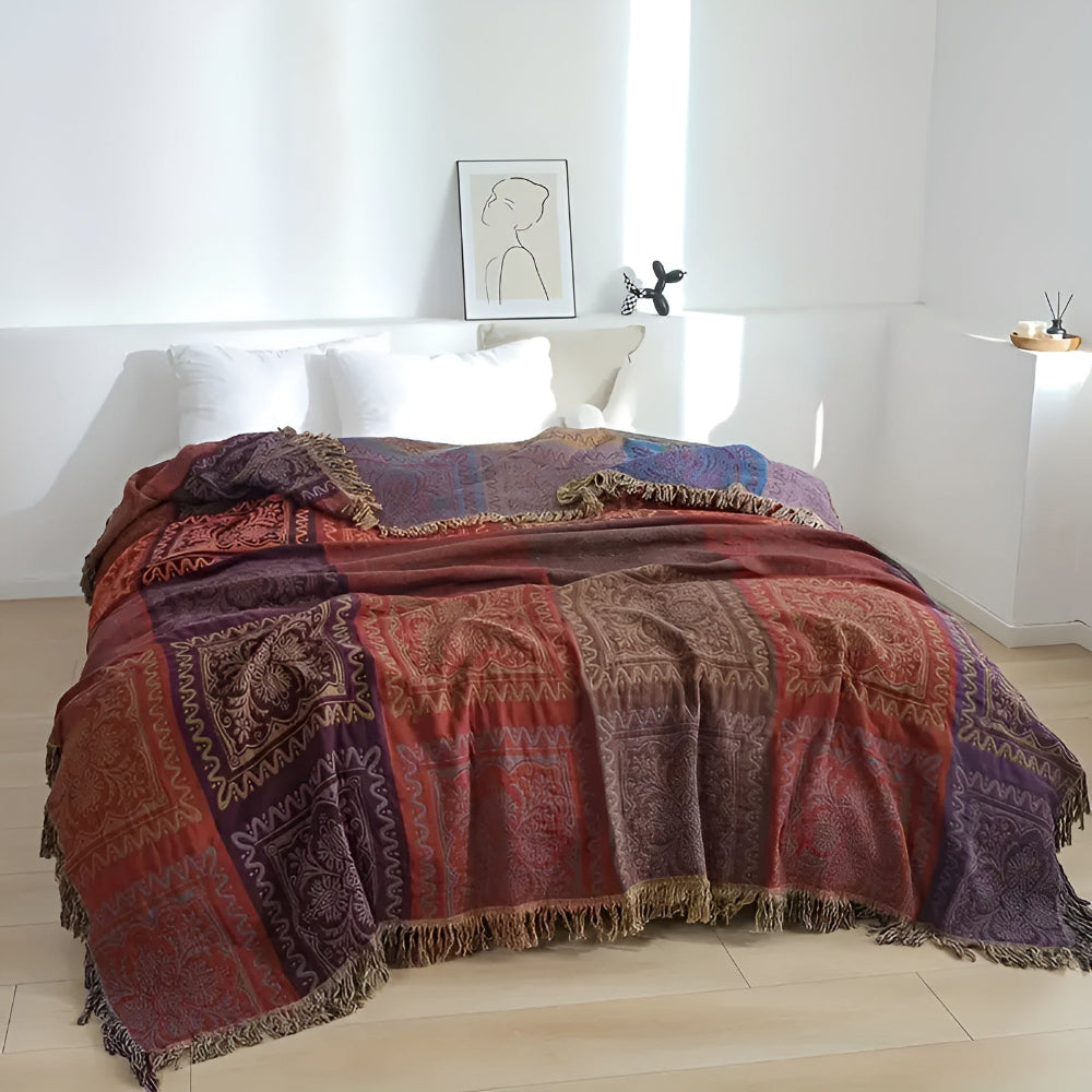 Mandala Tassel Throw Blanket — product in use