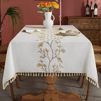 Embroidered Floral Tassel Tablecloth — main product photo