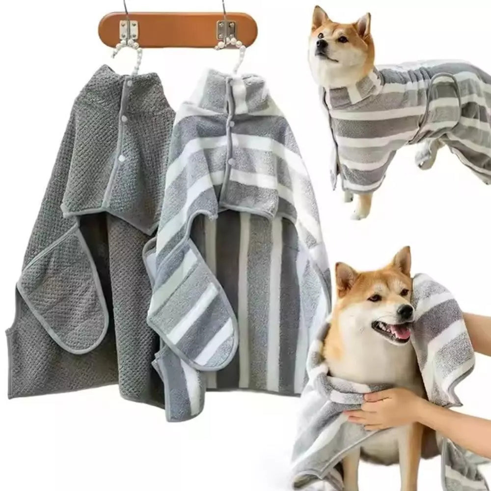 Gentle Touch Dog Drying Towel Robe — lifestyle shot