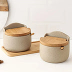 Ceramic Bamboo Spice Jar Set — product detail view