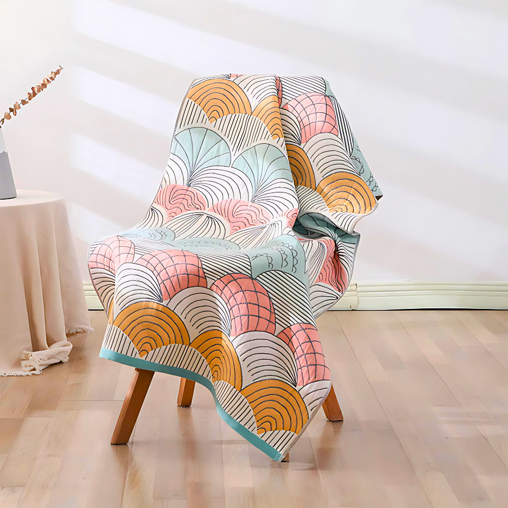 Shell Print Jacquard Cotton Bath Towel — product in use