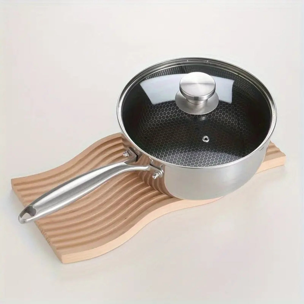 Modern Stainless Steel Saucepan with Glass Lid — additional view