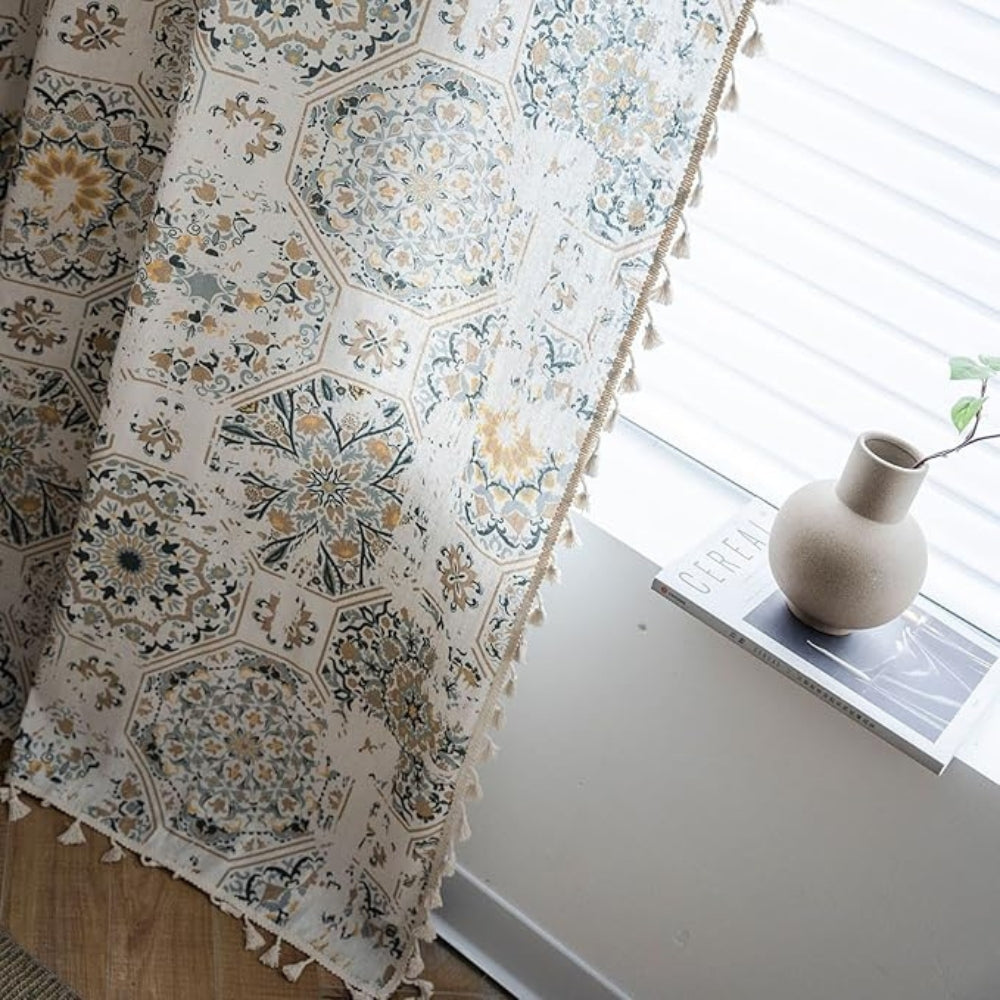 Botanical Bliss Tassel Curtain — product close-up
