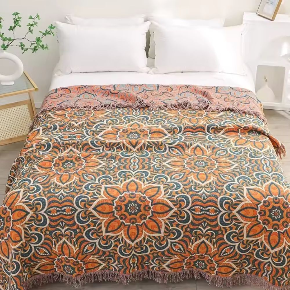 Sienna Sun Cotton Blanket — product in use
