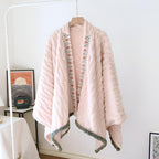 Embroidered Warm Fleece Shawl Wrap — product in use