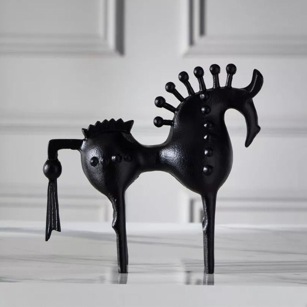 Black Stallion Metal Sculpture — product detail view