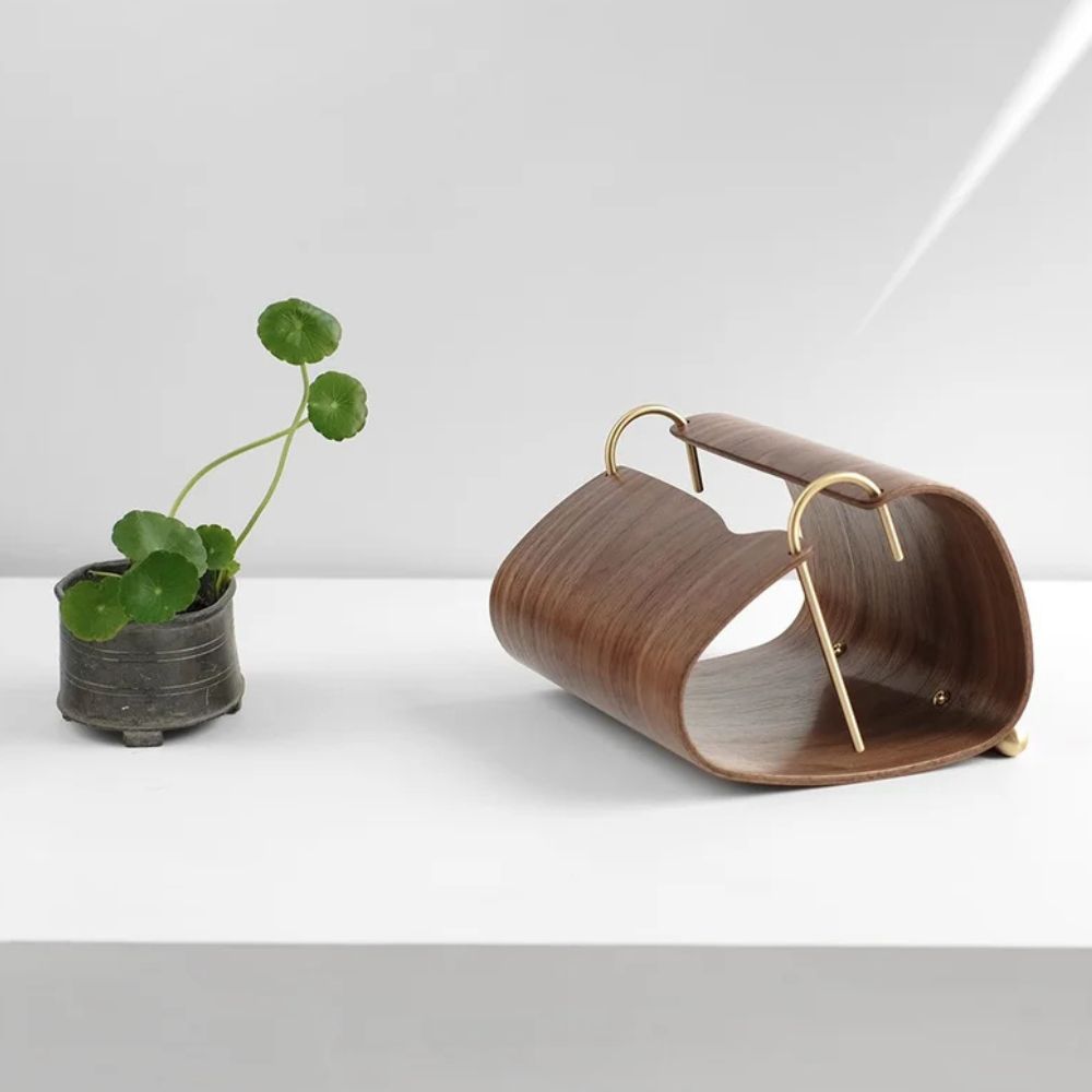 Wooden Brass Tissue Holder — main product photo