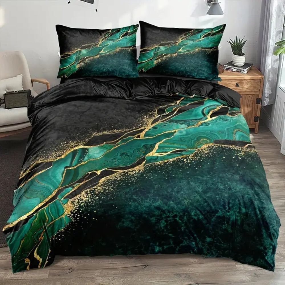 Jade Opulent Gold Accent Quilt Cover Set — main product photo