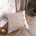 Button Closure Knit Cushion Cover — product close-up