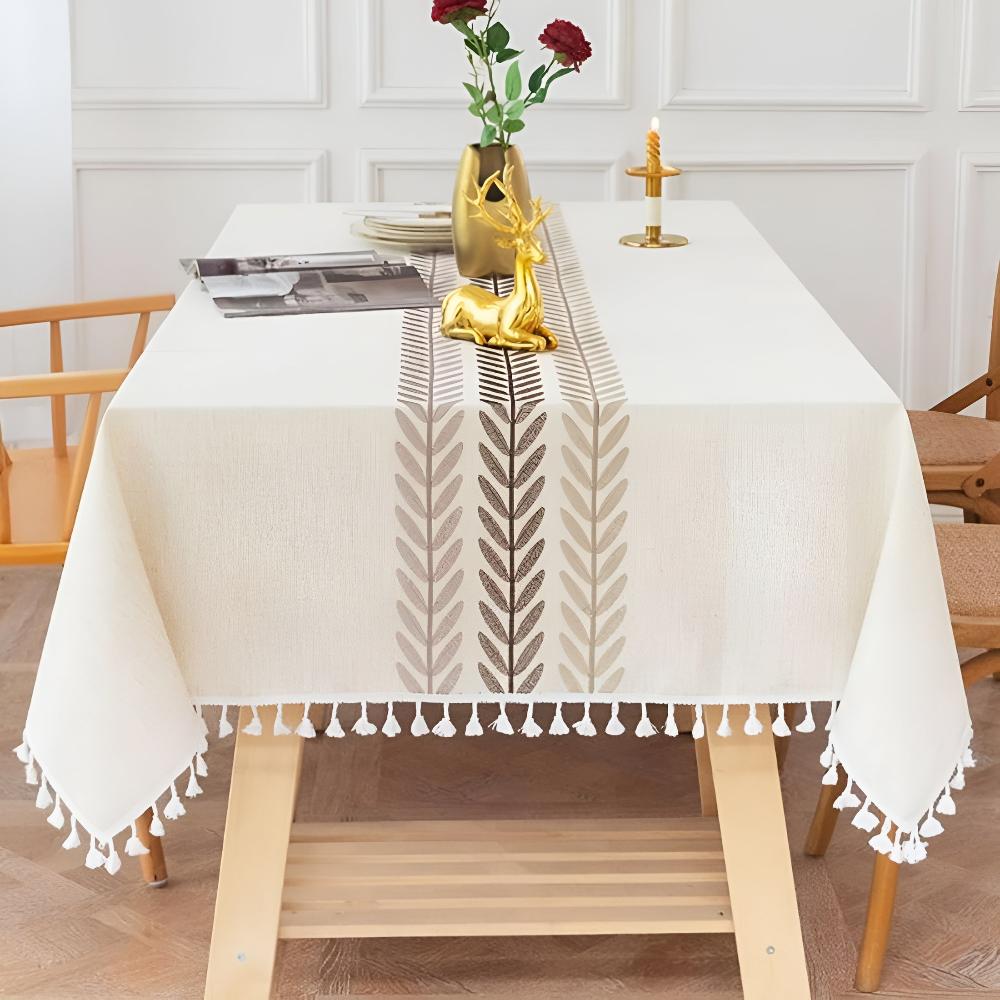 Elegance Leaves Embroidered Tablecloth — main product photo