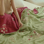 Embroidered Bunny Floral Cotton Blanket — lifestyle shot