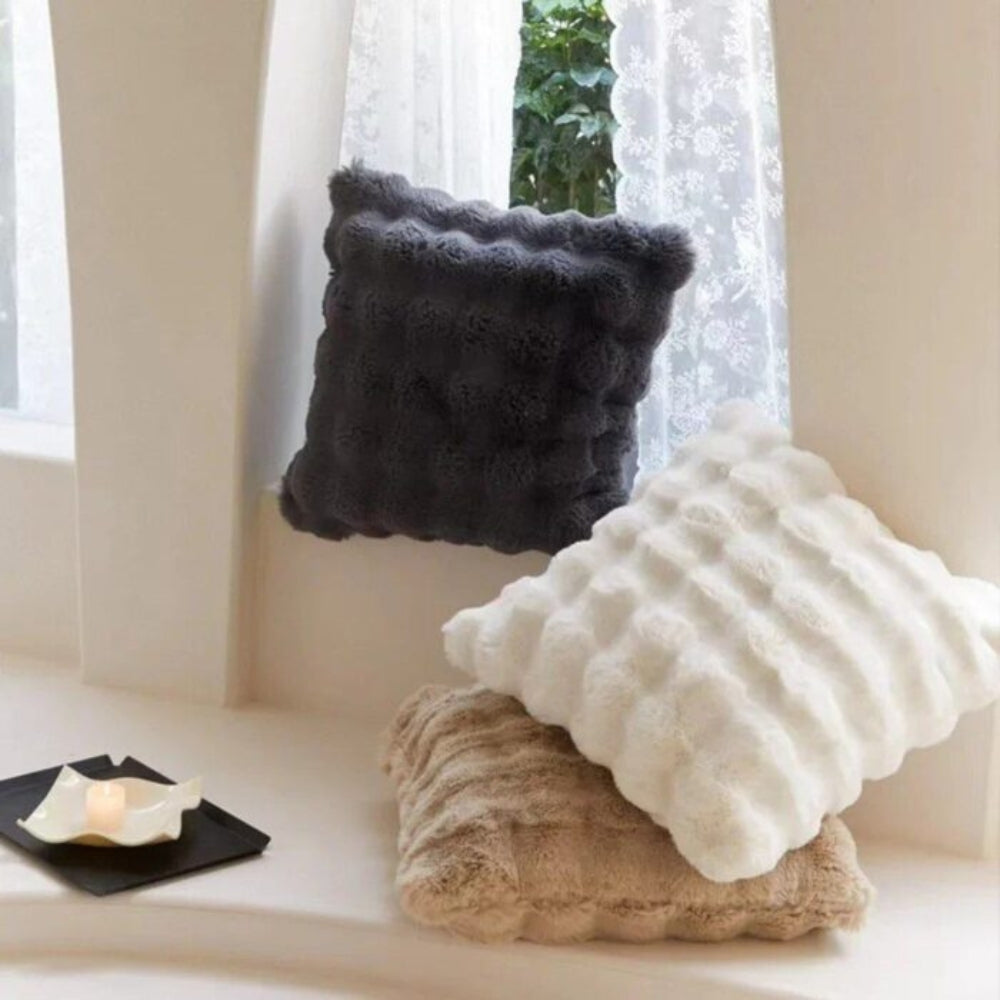 Rabbit Faux Fur Cushion Cover — product in use