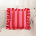 Retro Striped Ruffle Cushion Cover — size and scale reference