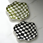 Classic Checkered Ceramic Plate — product in use