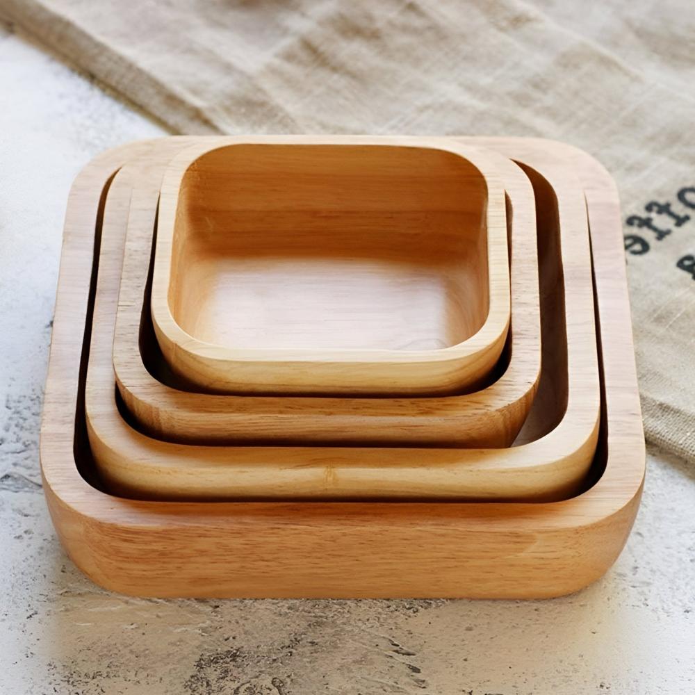 Natural Wood Square Bowl — main product photo