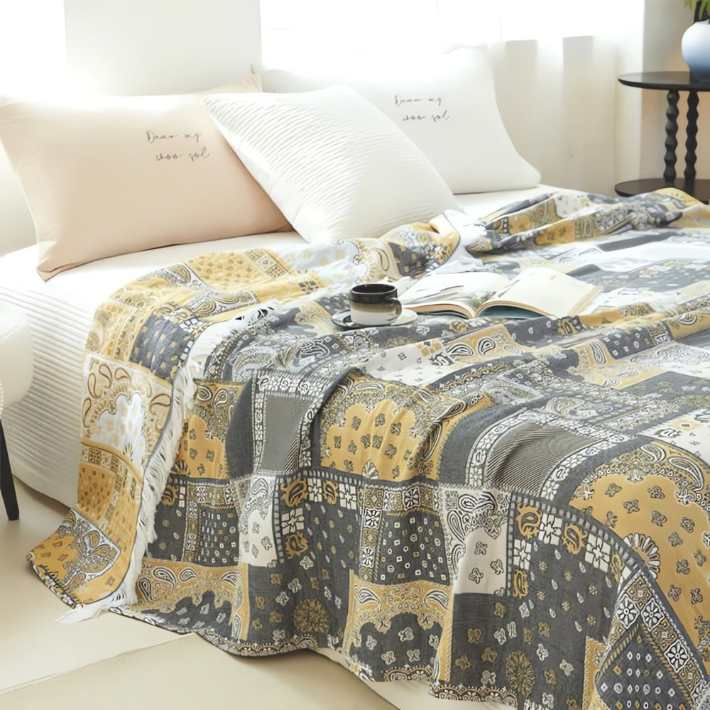 Mosaic Pattern Cotton Gauze Blanket — main product photo