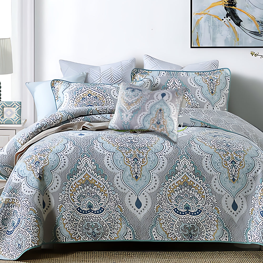 Paisley Aqua Teal Coverlet Set — main product photo