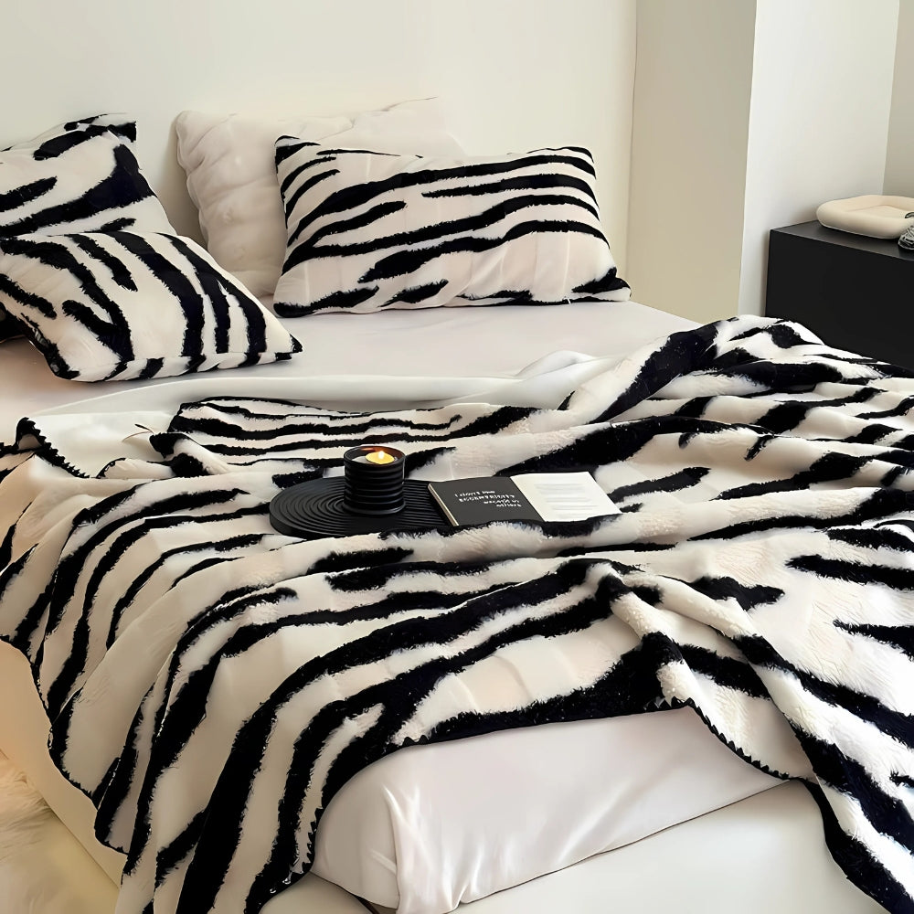 Zebra Print Luxe Faux Fur Blanket — main product photo