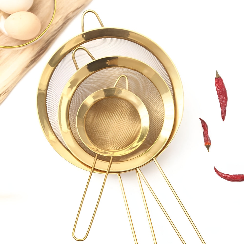 Golden Iron Fine Mesh Strainer — product detail view