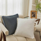 Velvet Pom-Pom Trim Cushion Cover — product detail view
