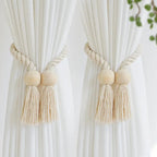 Wooden Bead Tassel Curtain Tie Back | 2Pcs Set — additional view