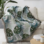 Palm Leaves Sofa Cover Tassel Blanket — main product photo