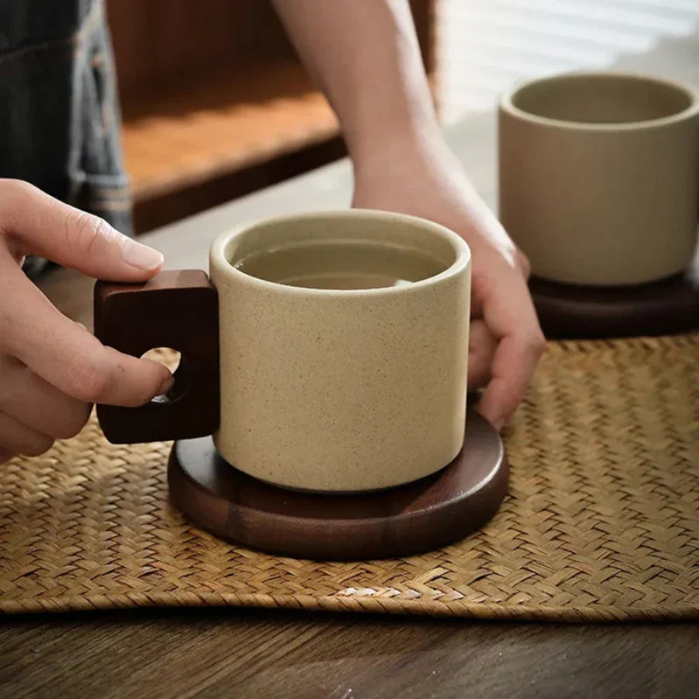 Modernist Ceramic Wooden Pallet Mug — product detail view