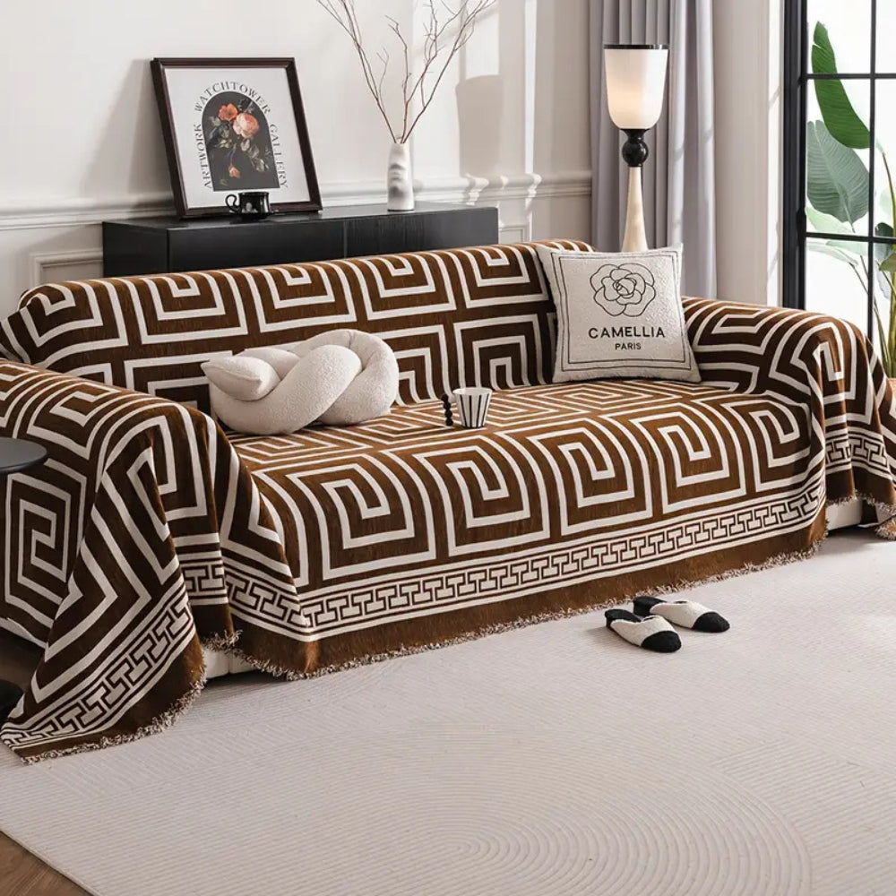 Meander Tassels Chenille Sofa Cover — main product photo