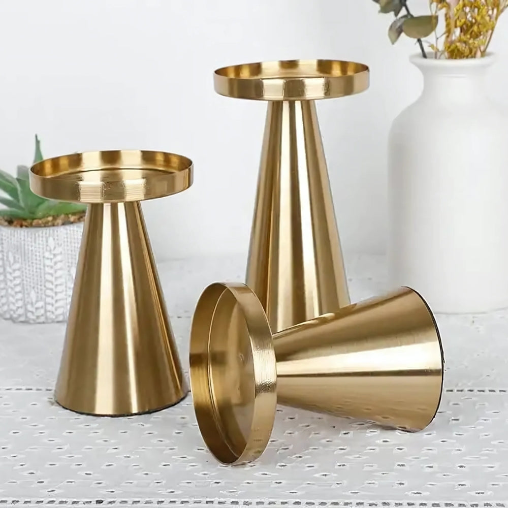 Elegant Brass Candle Holders | Set of 3 — additional view