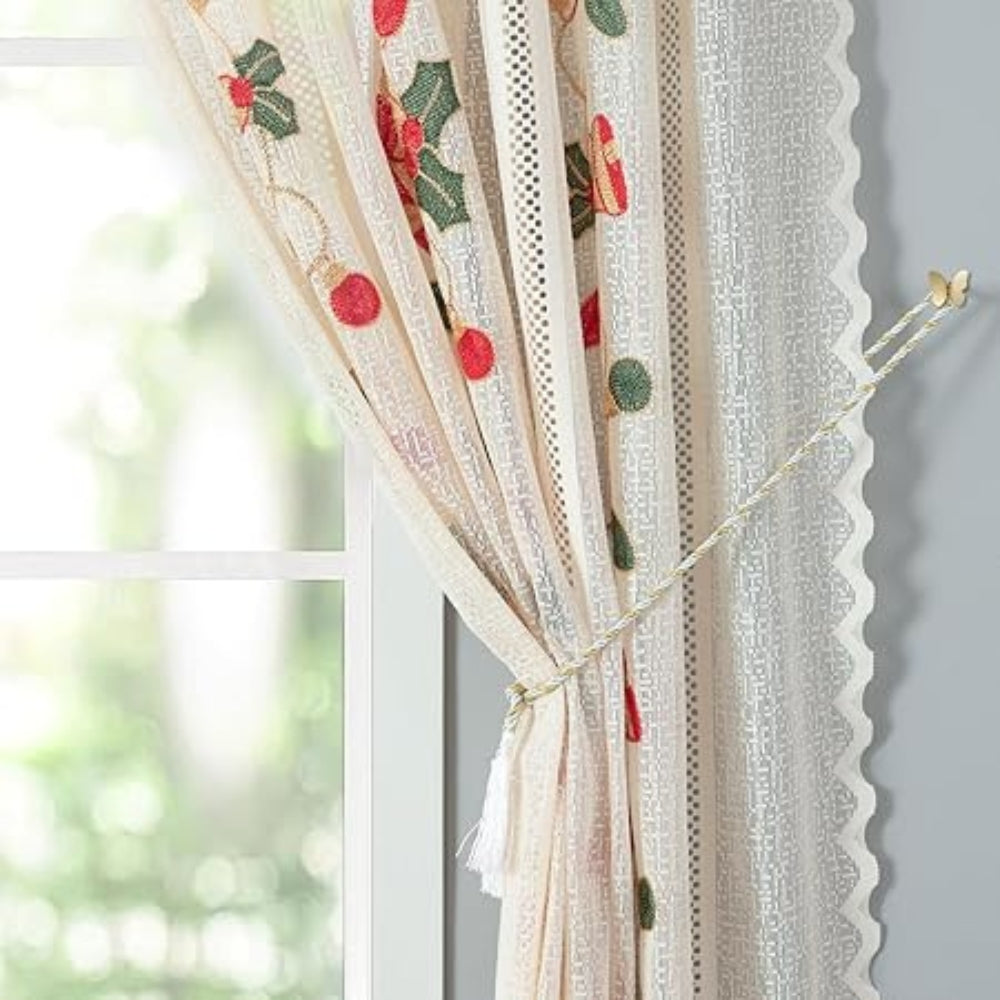 Festive Red Bell Curtains — product detail view