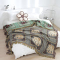 Bohemian Elephant Print Tassel Blanket — alternate angle view